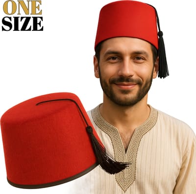 Fez Hoed Rood – Unisex Kostuum Accessoire – Met Zwarte Kwast – Carnaval & 1001 Nacht Thema