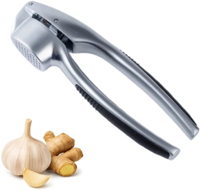 Tomec® Knoflookpers RVS - Sterke Garlic Press & Gemberpers - Zilver - Roestvrij, Duurzaam - Vaatwasserbestendig