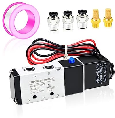 Pneumatisch Magneetventiel 1/4" BSP 12V - Enkelspoel, Pilot-Operated, 5-Weg, 2-Positie