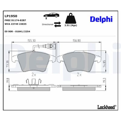 Remblokset DELPHI LP1950, voor
