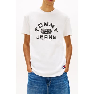 Tommy Hilfiger Tjm Regular Gym Ss Tee Ecru Größe: M | Bedruckte T-Shirts Outlet | Herren | Braun