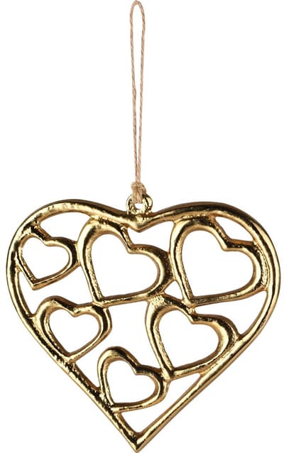 Dekoratief | Hanger hart m/hartjes, goud, aluminium, 11x1x11cm | A258133