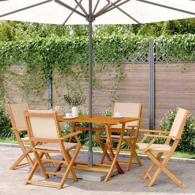 Inklapbare tuinstoelen - Opvouwbare stoelen - Buiten Zitten - Massief acaciahout - 4 stuks - Beige