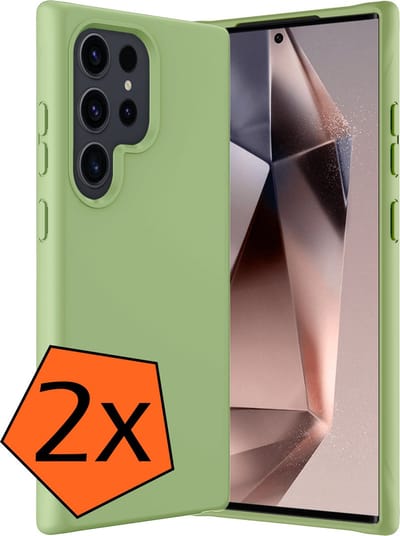 Hoes - 2 Stuks - Geschikt voor Samsung Galaxy S24 Ultra - Sterk & Shockproof - Case Siliconen - Back Cover - Telefoon Hoes - Groen