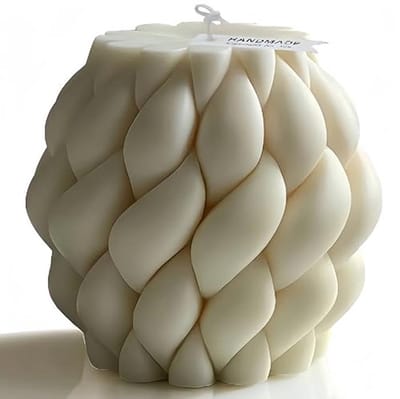 Grote Handgemaakte Witte Knotballenkaars - Sfeervolle Geurkaars van Sojawas voor Thuisdecoratie