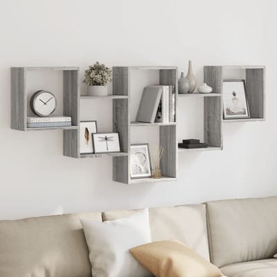 vidaXL - Wandschap - 159x18x66 - cm - bewerkt - hout - grijs - sonoma - eikenkleurig