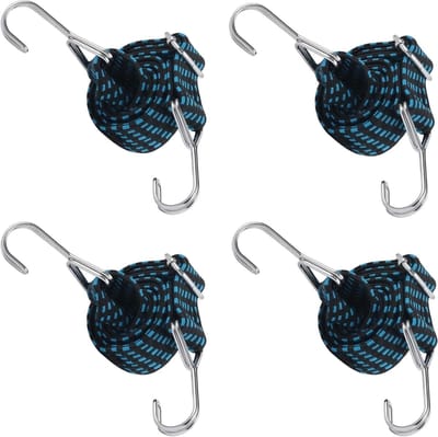 Expander met Haken 100 cm - Spanningsband voor Fiets, Motorfiets en Camping - Set van 4 Stuks in Blauw, Stevige en Duurzame Kwaliteit