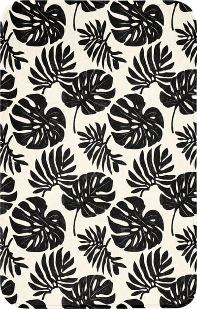 WC mat 50x80 cm - Antislip - Modern - Monstera - Zwart - Toiletmat - Vloermat - Douchemat - Toilet tapijt - Toiletmatten