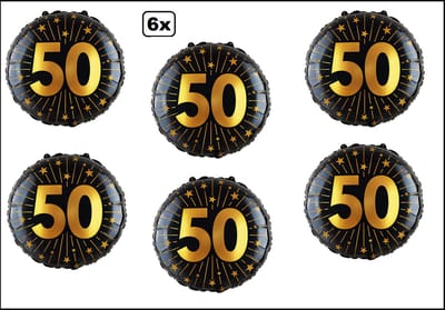 6x Luxe Folieballon 50 jaar (45 cm) - NIET geleverd met helium - Verjaardag Thema feest land festival party fun folie ballon