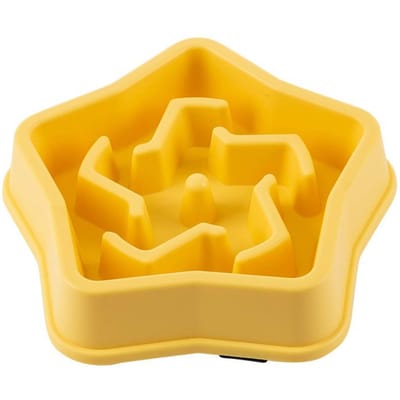 Gamelle pour chien et chat - Gamelle pour nourriture lente - Gamelle ronde et saine - Anti-étouffement - Épaissie et antidérapante - Plusieurs couleurs et formes jaune