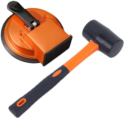 Vloer Reparatieset - Plank Trekker - Vloer Installatie - Krasvrij Ontwerp - 30.6 x 12 cm - Zwart Oranje