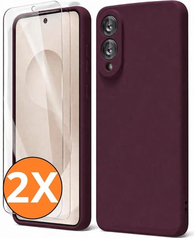 Hoesje geschikt voor Samsung Galaxy S25 Edge 5G Hoesje siliconen Wine Rood zacht siliconen hoesje TPU - met Samsung S25 Edge Screenprotector - 2 stuks