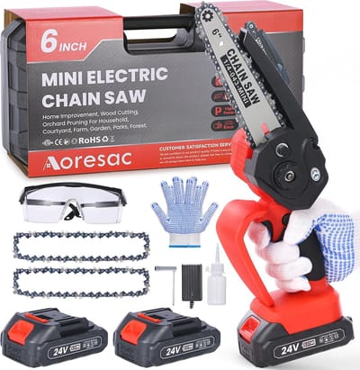 Mini-kettingzaag 6 inch met accu voor takken en tuinwerkzaamheden