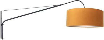 Wandlamp Zwart Metaal met Goud Velours Kap 50cm Hoogte 20cm Elegant Classy 8135ZW Steinhauer