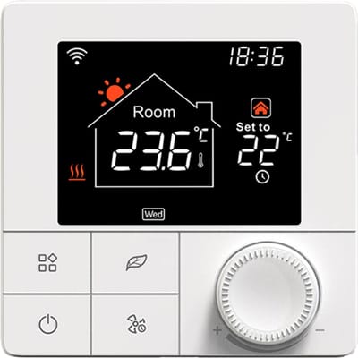 Slimme Ventilatorkonvector voor 2-pijpsysteem Thermostaat WIFI/485 Modbus met Applicatie- & Spraakbesturing 2.8 Water Heating 3A black