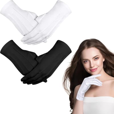Korte witte handschoenen voor mannen en vrouwen, ideaal voor verkleedkleding, feest en Halloween-kostuums, gestikte kwaliteit