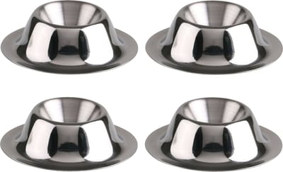 Eierdopjes - 4x - zilver - RVS /metaal - Dia 8 cm - brede onderzijde