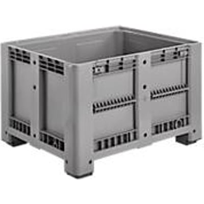 Stapelbare palletkist - polyetheen - L 1200 x B  1000 x H 760 mm - 610 liter -met 4 poten - gesloten wanden met uitneemklep