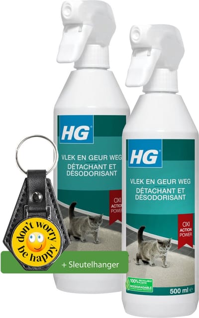 HG vlek & geur weg voor katten 500ml - 2 Stuks - Inclusief sleutelhanger