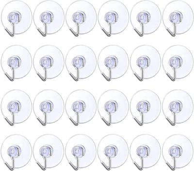24 Stuks 4cm Kerstlicht Haakjes - Transparante Zuignappen voor Ramen, Badkamer en Muurdecoratie