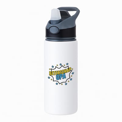 Hacebo® - Beterschap opa waterfles met rietje zwart - een opa die ziek is of iets gebroken heeft - cadeau voor zieke opa - ziek - koorts - snel beter worden - cadeau - beterschap cadeau - kado - gift - geschenk - water fles - 650ML