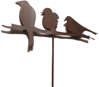 UNUS® Tuinsteker 3 vogels op tak roestlook 18cmx30cm
