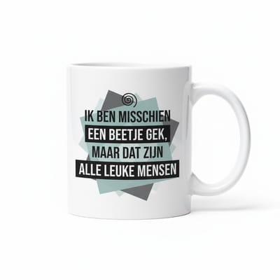 Grappige Mok met Nederlandse Tekst – “Ik Ben Misschien Een Beetje Gek, Maar Dat Zijn Alle Leuke Mensen” Koffiemok – Humor Cadeau – 330 ml