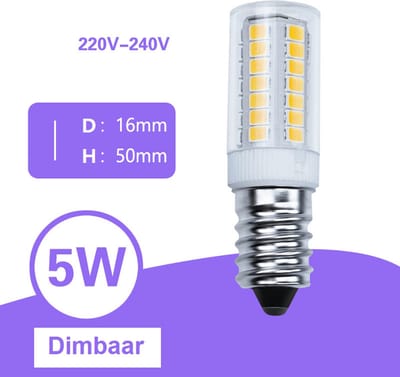 G Master - Koelkastlamp - E14 LED lamp - 5W (vervangt 40W Halogeenlamp) lichtbron - 230V - Warm Wit Licht - Dimbaar
