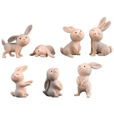 7 Pièces Mini Pâques Micro Paysage Artisanat Lapin Mignon Micro Figurines Miniatures Décoration Ornement Jardin Mariage Fête à la Maison