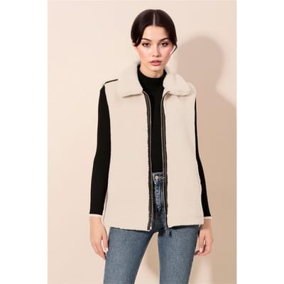 Faux Bont Pailletten Zip Vest