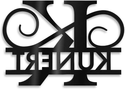 Deurbord Naam Monogram - Naamplaat Huis - Entree Personaliseren - Roestvrij Staal Poedercoating - 80 x 55 cm