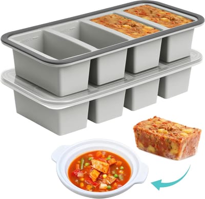 Siliconen vriesvormen voor soep en sauzen, 2 stuks, 250 ml, extra groot, BPA-vrij, ideaal voor invriezen en portioneren