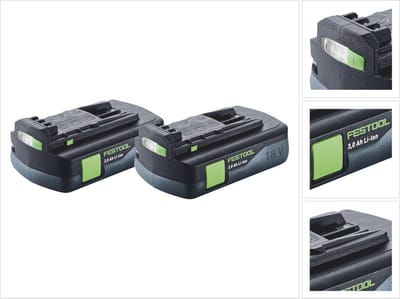 Festool accu-set 2x BP 18 Li 3,0 C accu 18 V 3,0 Ah / 3000 mAh Li-Ion ( 2x 577658 ) met laadindicator