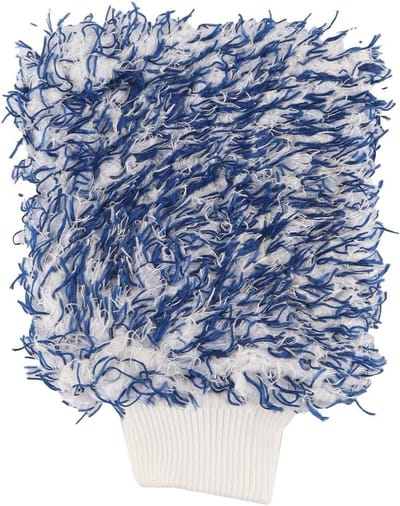 Washandschoenen Microvezel - Reinigingsdoeken Auto - Auto Wassen - Zachte Vezels - 24 x 18 cm - Blauw Wit