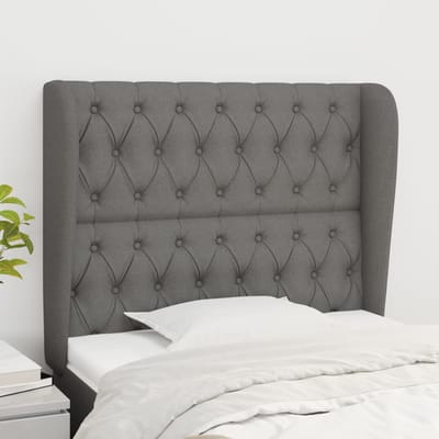 vidaXL - Hoofdbord - met - randen - 103x23x118/128 - cm - stof - donkergrijs