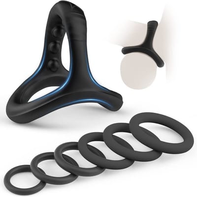 Daity Cockring Set – Penis Sleeve & Ballstretcher voor Sterkere en Langdurigere Erectie – 7 Maten – Seksspeeltje voor Mannen en Stellen Zwart