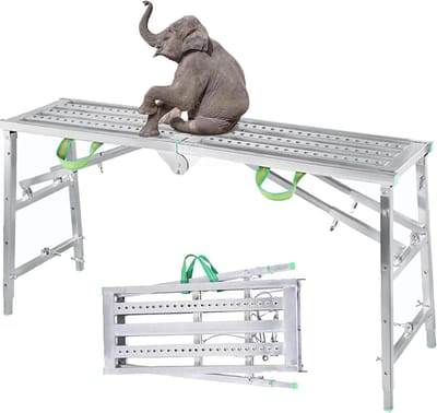Vouwplatform Steiger - Werkplatform Ladder - Kluswerk Buiten - In Hoogte Verstelbaar - Max 550 Lbs - Zilver