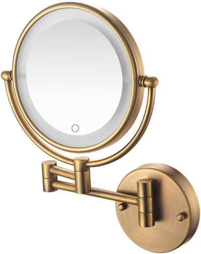 Make-up spiegel - Badkamer spiegel - Snel aanbrengen - Dubbelzijdig draaibaar - 8 inch - Antiek koper