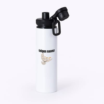 Hacebo® - duif met takje eigen naam waterfles met draaidop zwart - Vogels - vogel liefhebbers - duif - verjaardag - cadeau - kado - water fles - 850ML