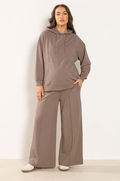 Bump It Up Maternity Bruine Hoodie Met Rits Aan De Zijkant Voor Borstvoeding Size 42