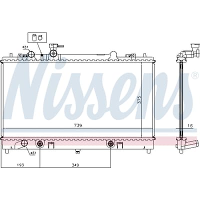 Radiator, motorkoeling NISSENS 62465A