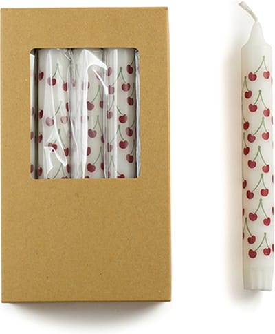 Cactula helemaal hip deze cherry print dinerkaarsen 5 stuks Ø 2.2 x 19 cm Stearine