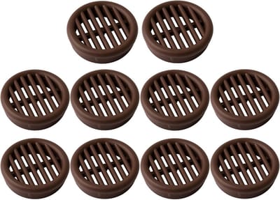 Ronde ventilatieroosters 10 stuks - 37mm buiten, 35mm binnen - Donkerbruin Kunststof