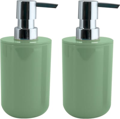 MSV Zeeppompje/dispenser Porto - 2x - PS kunststof - groen/zilver - 7 x 16 cm - 260 ml