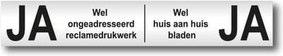 Ja Ja sticker brievenbus - Aluminium zwart - Ja sticker wel reclame - 150 mm x 25 mm x 0,5 mm.