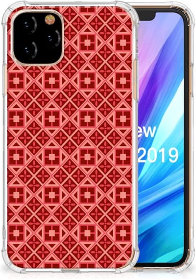 Apple iPhone 11 Pro Doorzichtige Silicone Hoesje Batik Rood