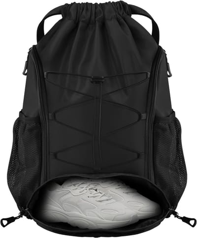 Dailygoods - BROTOU Sporttas, sporttas, rugzak, trekkoord, gymtas met schoenenvak, trekkoord, gymtas, badtas, waterdicht, voetbaltas voor jongens, heren, dames en kinderen