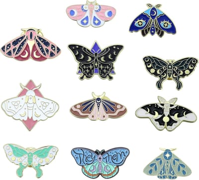 11 Stuks Vlinderbroche Set, Emaille Vuurvliegjes en Motten Insecten Reversspeld - Metaal Ontwerp voor Hoed, Kleding en Rugzak als Accessoires, Medium Grootte