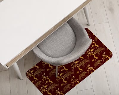 Coloray Vloerbeschermer - Gouden Tijgerboom Vloerbeschermer Bureaustoel - 100x70 cm - Rood Vloerbeschermer Harde Vloer - Motif Vloerbeschermer - Mótif Bureaustoelmat - Rechthoekige Mat - Etnische Thema