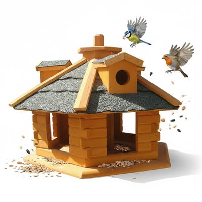 Allecto - Vogelhuis - Zeshoekig - Voorbehandeld - Hout - Voederbak - Tuinieren - 48 x 33 cm - Geschikt voor Tuinvogels